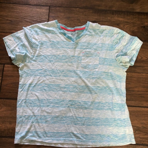 Sunday work clothes V-neck pocket striped T-shirts - Picture 2 of 6